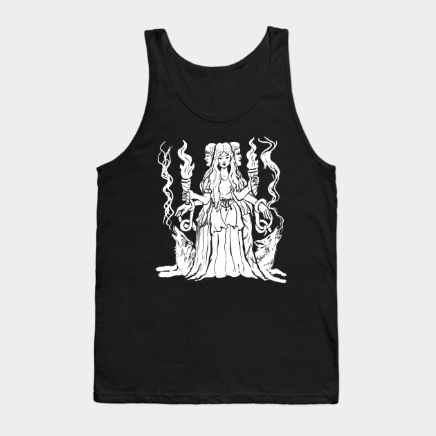 Hecate Triple Moon Goddess Pagan Witchy Goth Tank Top by LunaElizabeth